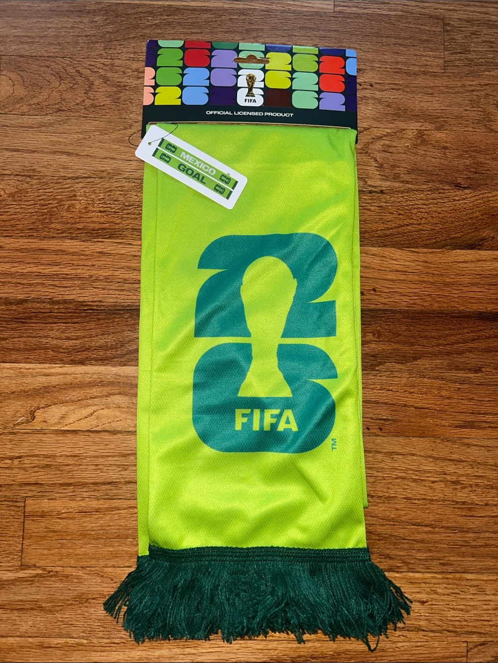 Fifa Goal Mexico Collectible Neon Green Goal Scarf Bufanda - Official Licensed